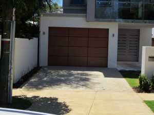 custom aluminium panel timber style garage doors