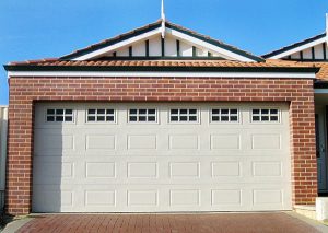 Colorbond® white stanford with windows garage doors