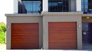 two single DecoWood® timber panel garage door